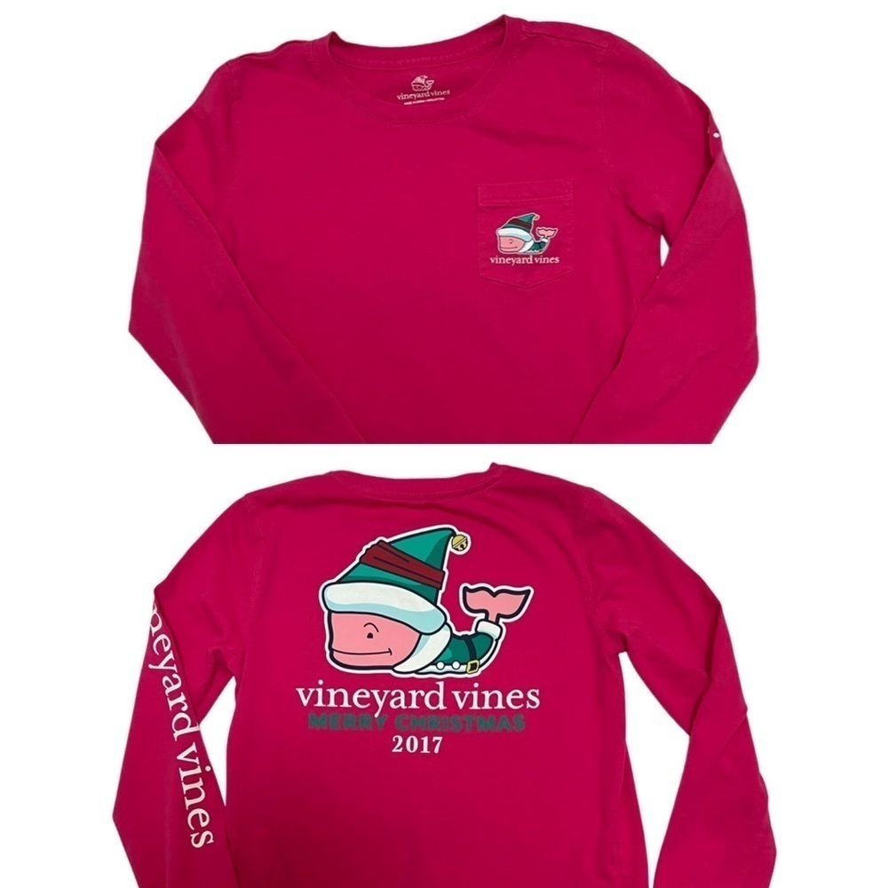 Vineyard Vines Holiday/Winter/Christmas Bright Pink Long Sleeve Whale TShirt M